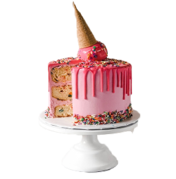ピンクのデコレーションケーキ画像